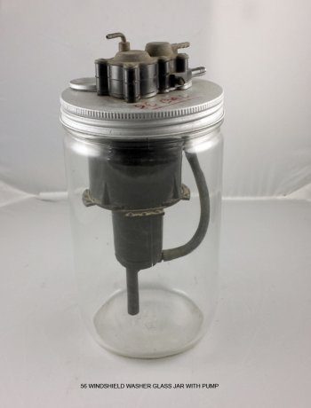 1956 CADILLAC OEM WINDSHIELD WASHER GLASS JAR W/PUMP
